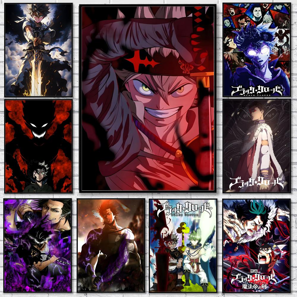 Black Clover Grimoire - Autocollant mural HD imperméable Anime B-Black
