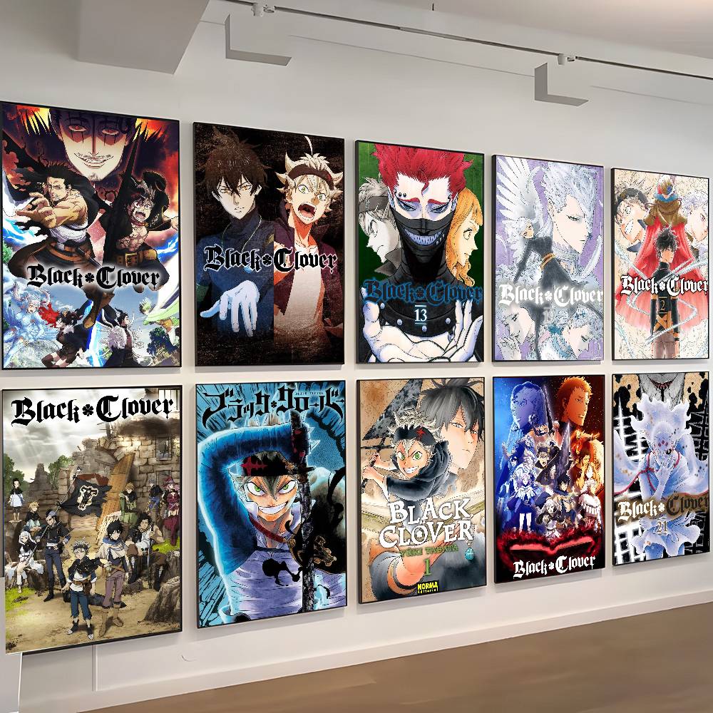 Black Clover Grimoire - Autocollant d'affiche de trèfle noir imprimé,