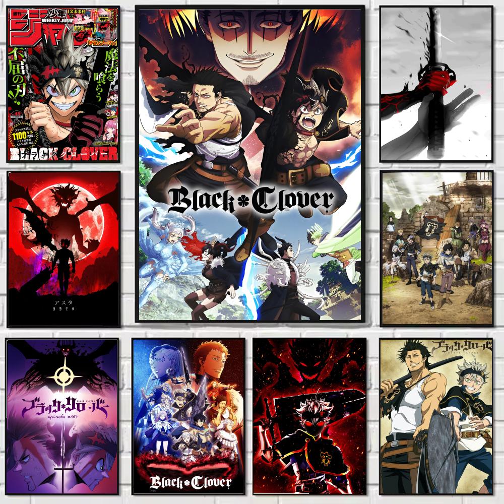 Black Clover Grimoire - Affiche de trèfle chaud Anime b-noir,