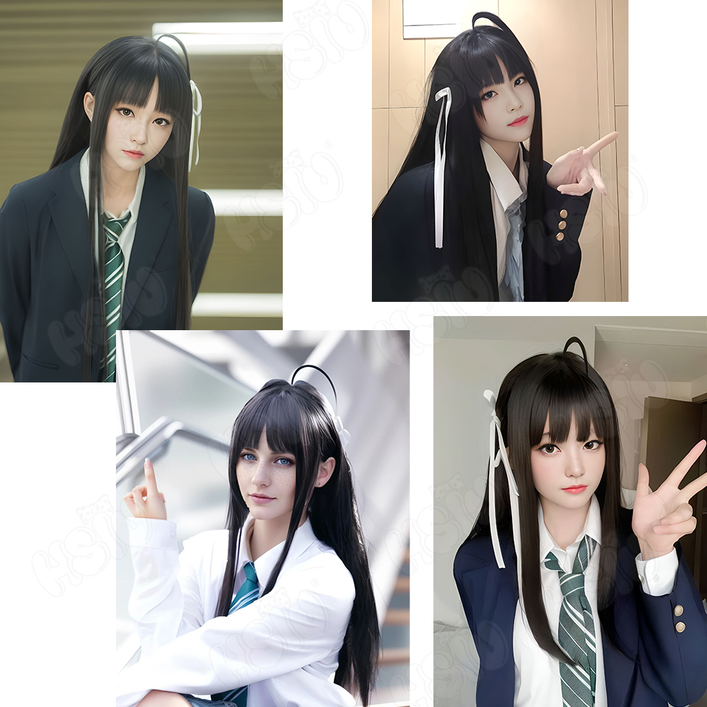 Awa Subaru Cosplay perruque HS - Anime Cosplay Girl With Black Hair avis et prix